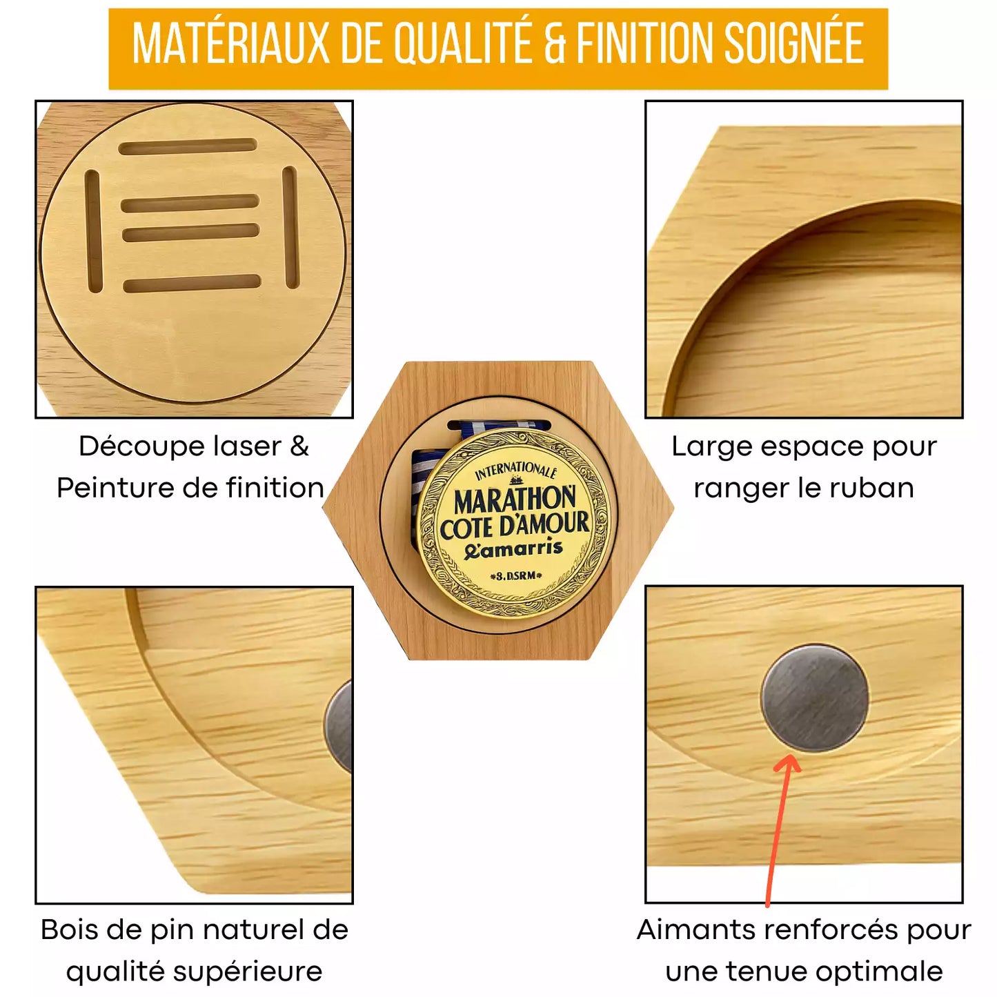 Expositores de medallas de madera de pino modular