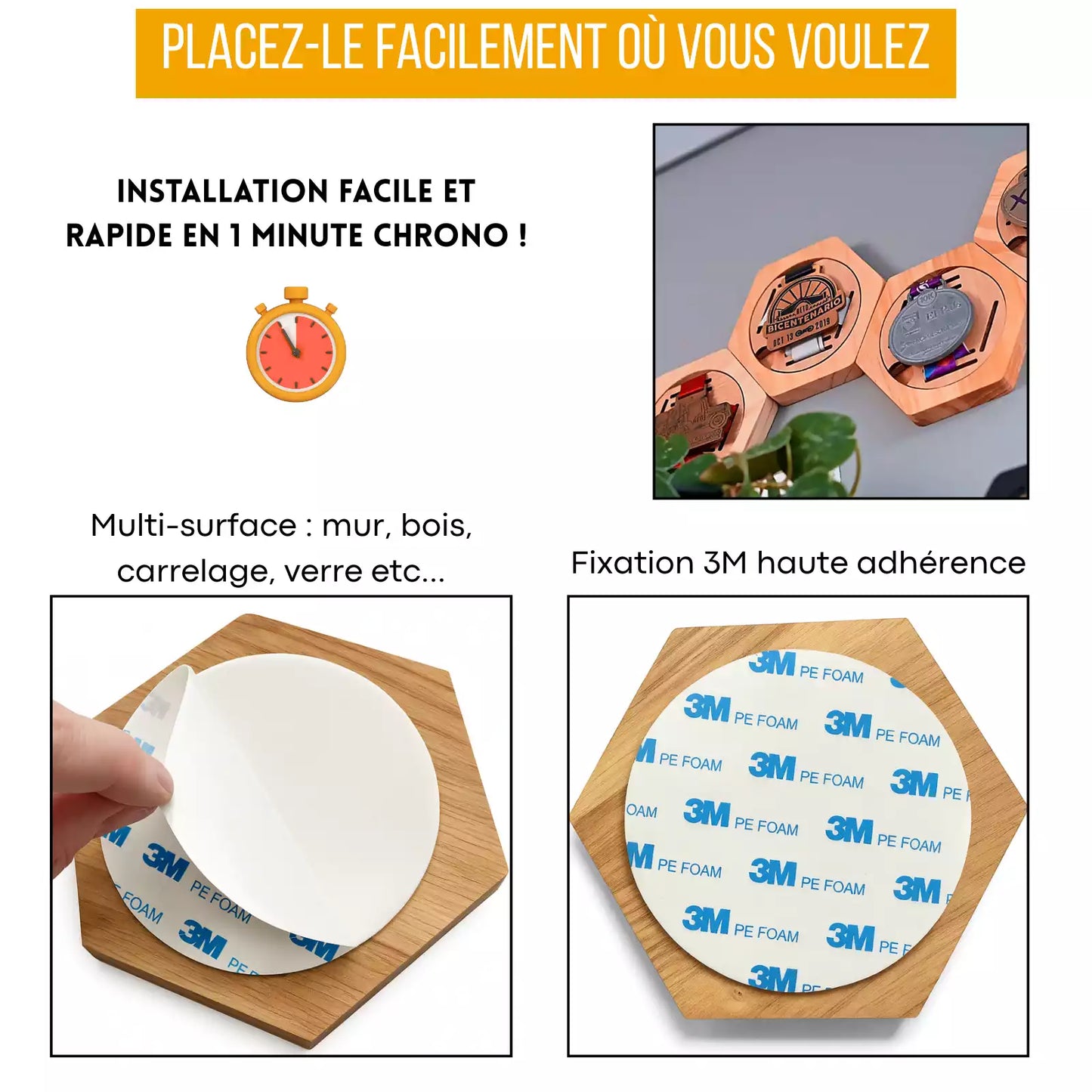Expositores de medallas de madera de pino modular