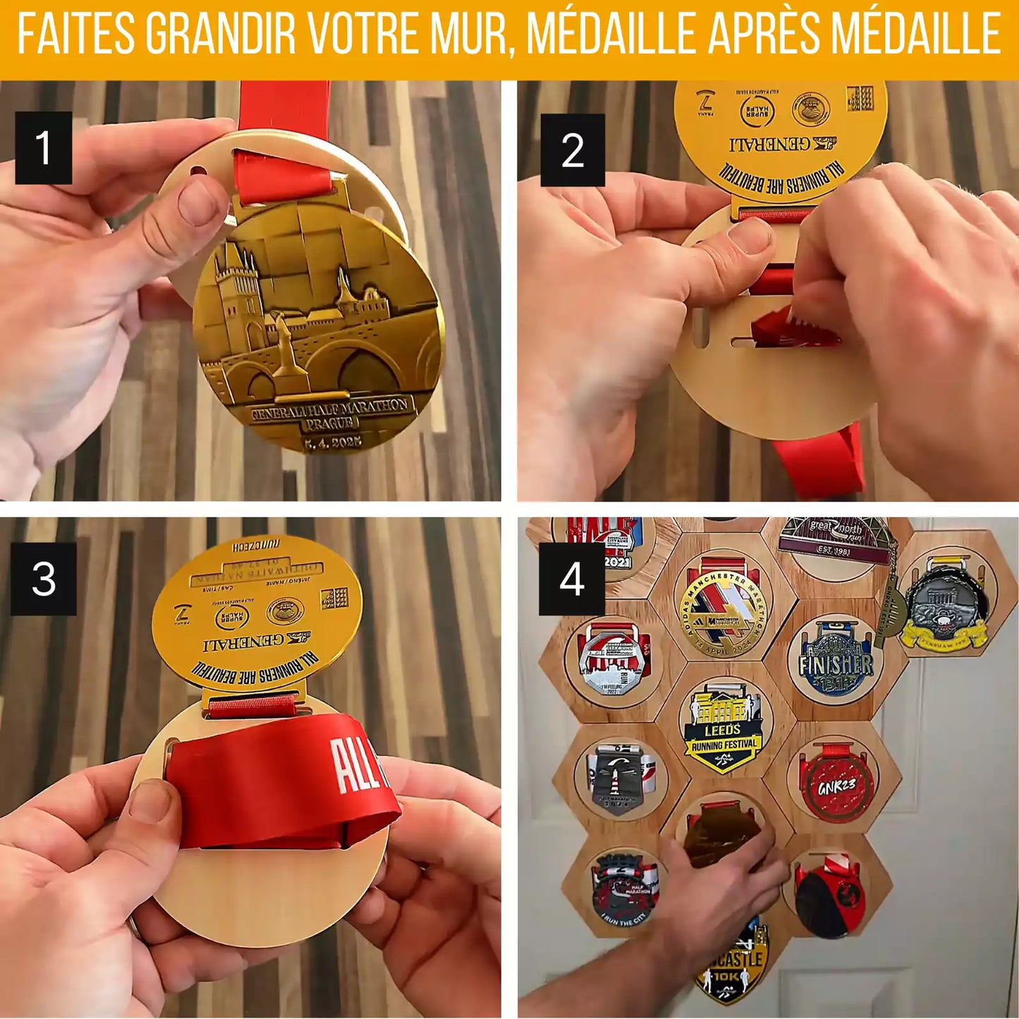 Expositores de medallas de madera de pino modular