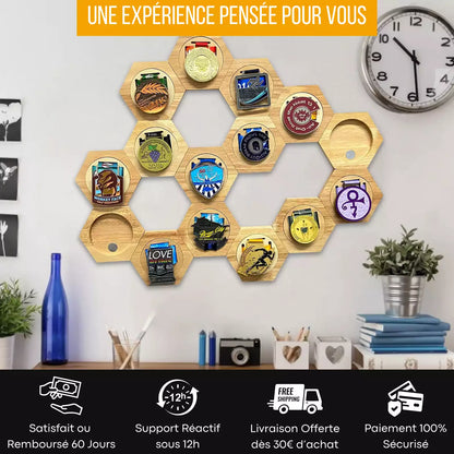 Expositores de medallas de madera de pino modular