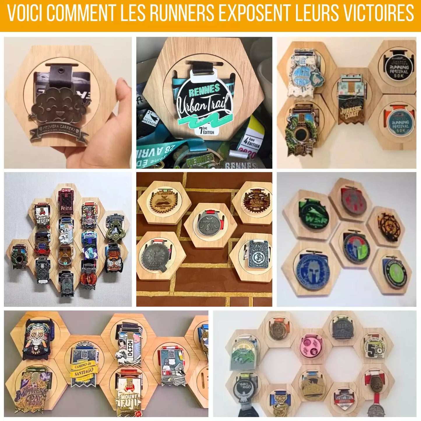 Expositores de medallas de madera de pino modular