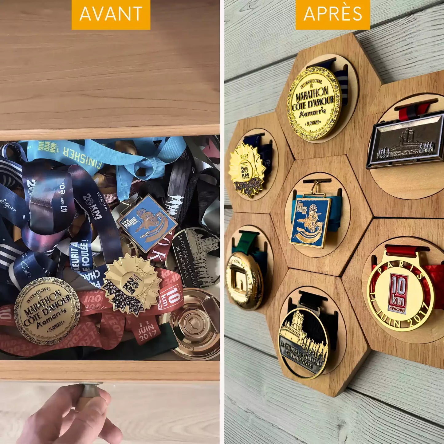 Porte-Médailles en Bois de Pin