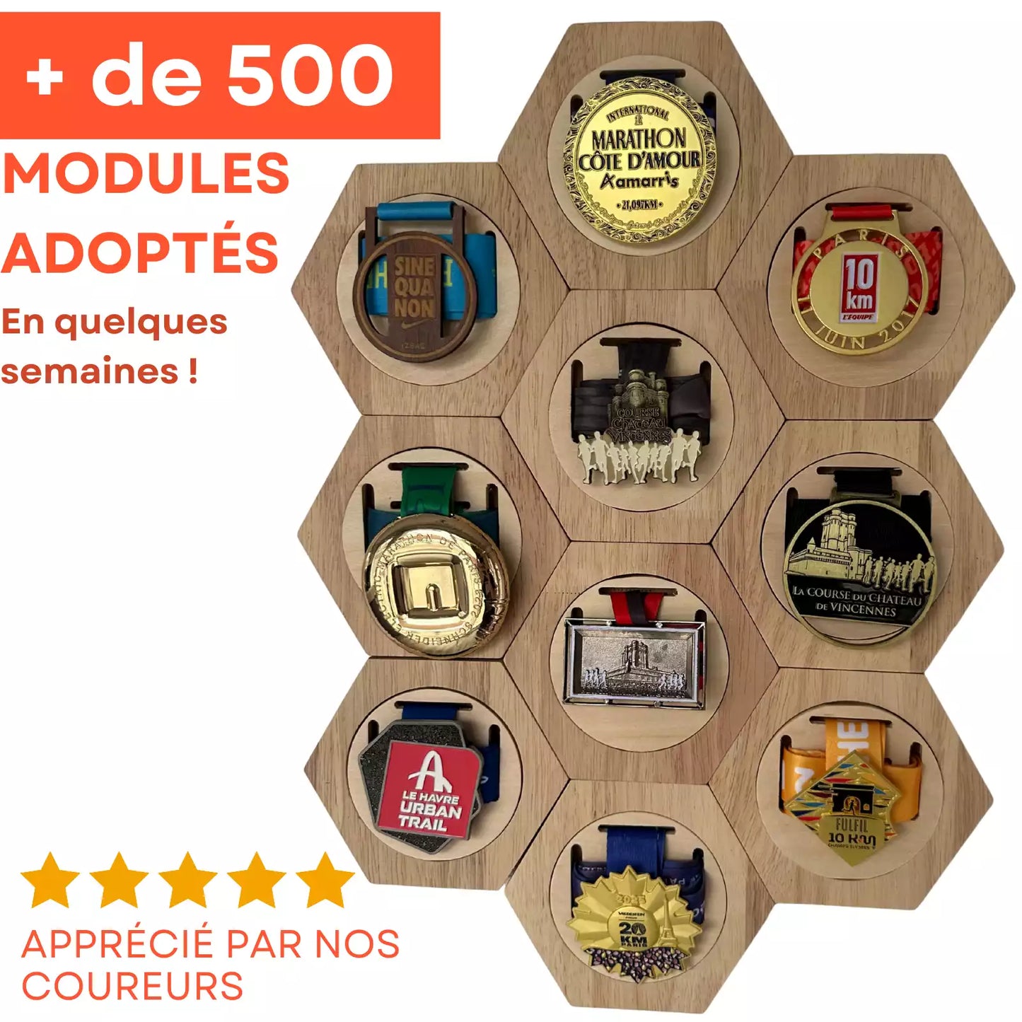 Porte-Médailles en Bois de Pin